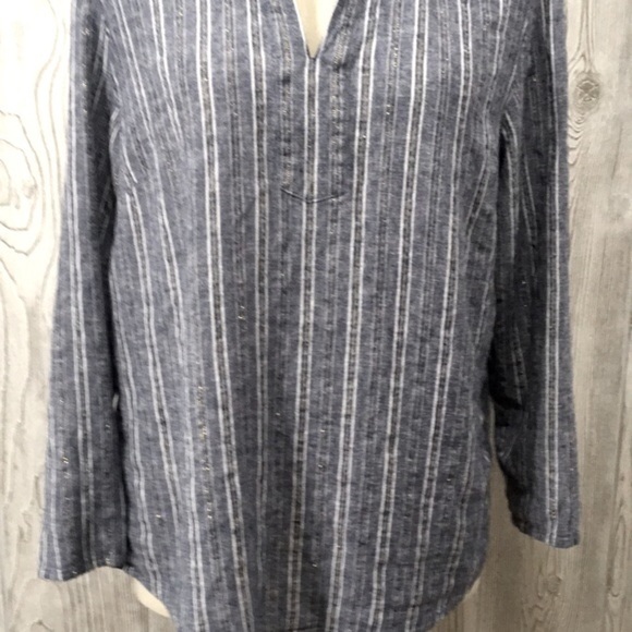 Chico's Size 3 Metallic Striped Tunic Top - Picture 3 of 8